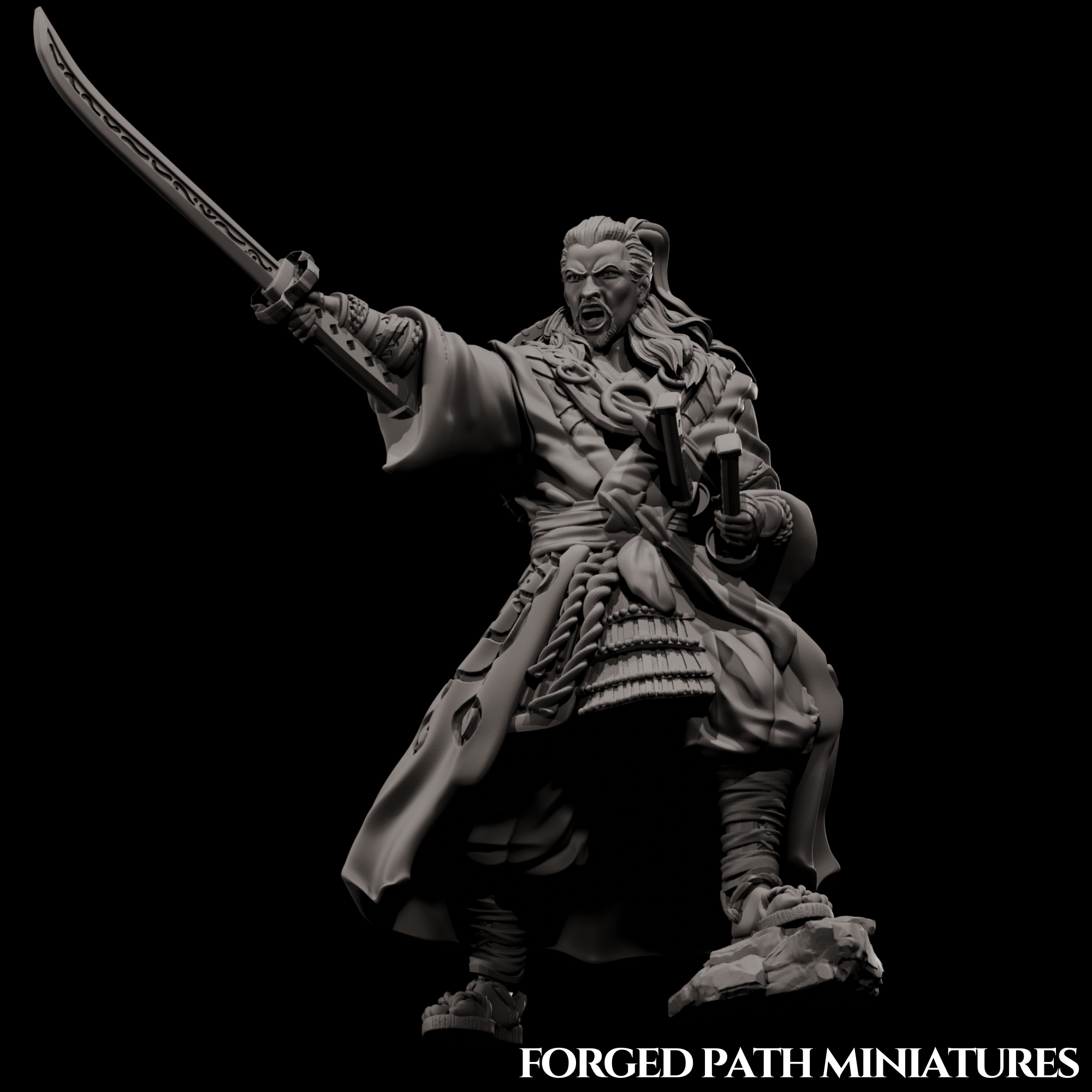 Japanese Ronin Hero – Dynamic Samurai Commander | Bushido STL Miniature